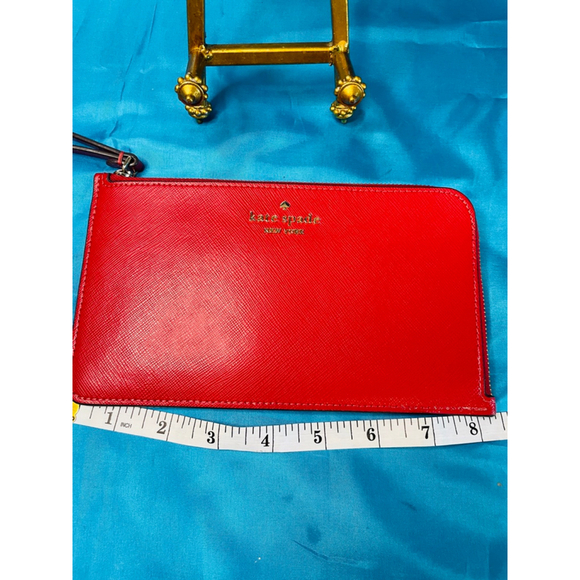 Kate Spade Red Leather Wristlet Clutch Gold Hardware - Picture 5 of 8